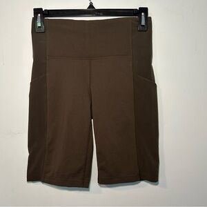 Athleta Brown Biker Shorts with Side Pockets Size XS